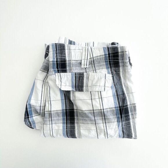 LEE Dungarees Mens Cargo Plaid Casual Flat Front Shorts Blue White Size 36 - Picture 9 of 9